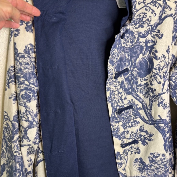 Soft Surroundings Blue Cream Chinoiserie Pattern Linen Jacket Women's Size S - Picture 12 of 17